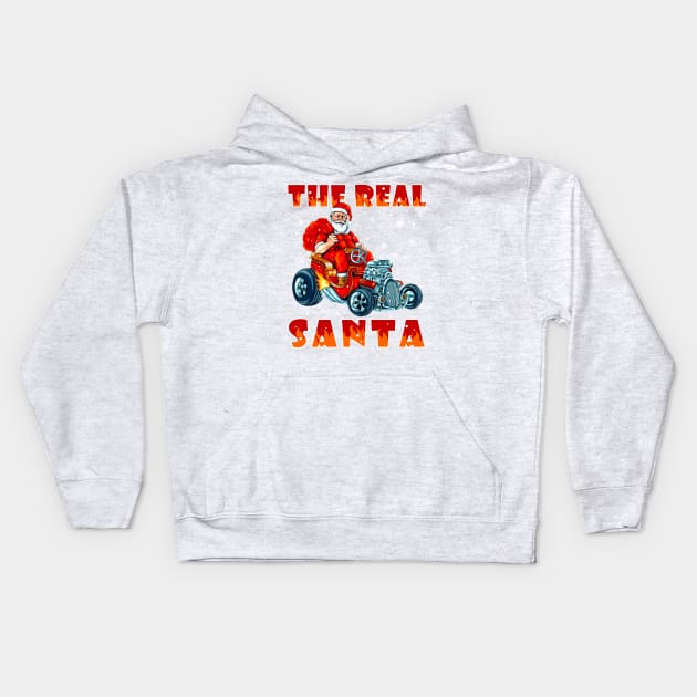 The Real Santa Driving The Hot Rod Car Kids Hoodie by beelz